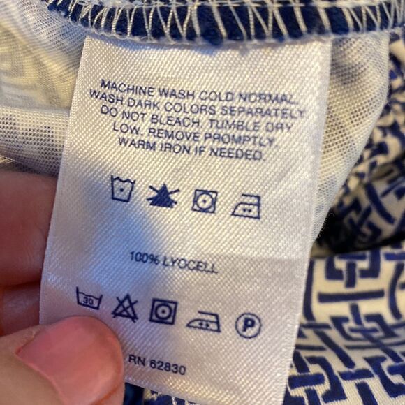 Land’s End Woven Print Stretch Waistband Pants Royal Indigo NWOT Size 2 - Picture 11 of 16